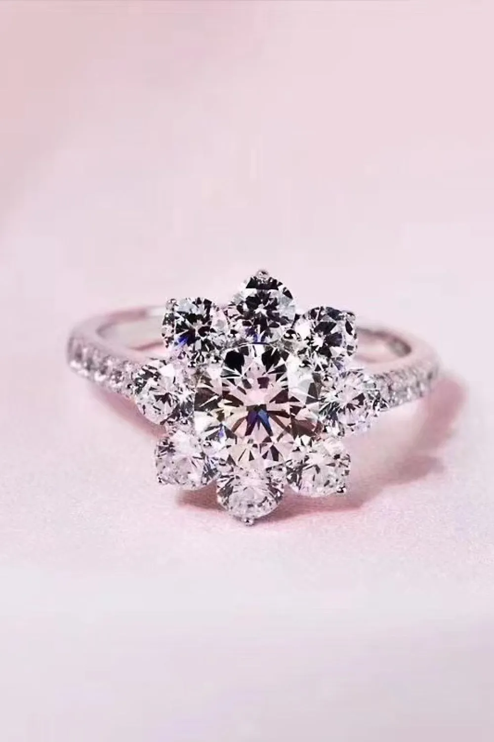 1 Carat Moissanite Flower Ring