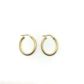 9ct Yellow Gold Oval Tube Hinged Hoop Earrings