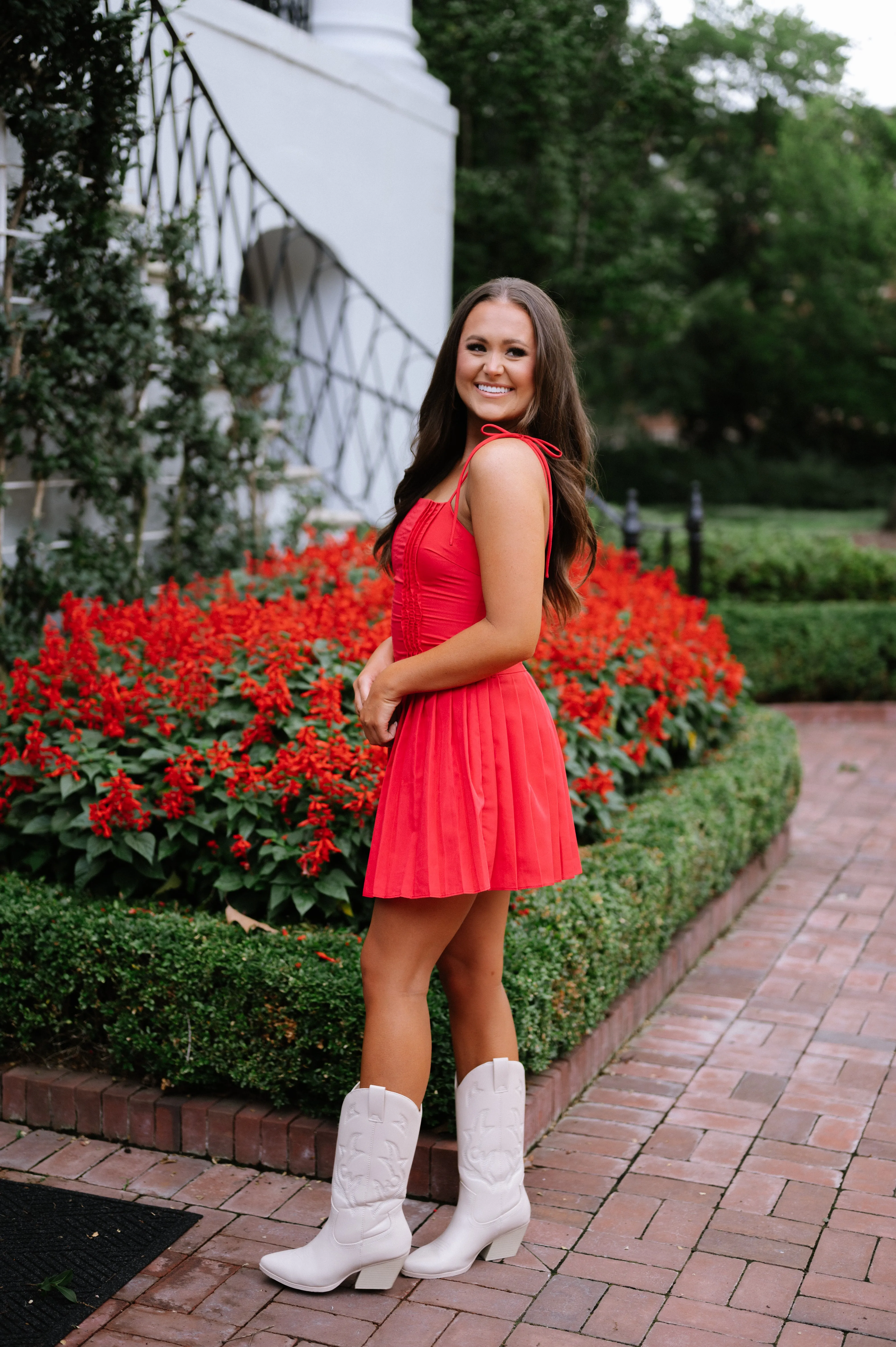 Alyssa Pleated Mini Dress- Red