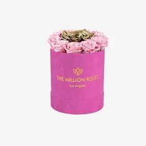 Basic Hot Pink Suede Box | Light Pink & Gold Mini Roses