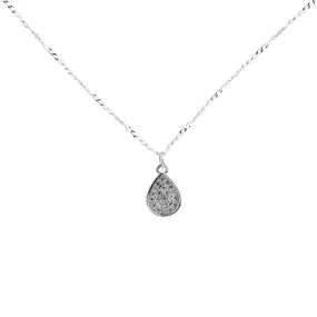 Bella Teardrop Necklace  | Sterling Silver, Pave CZ Tear Drop-Silver