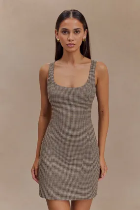 Beth Mini Dress - Tan Check