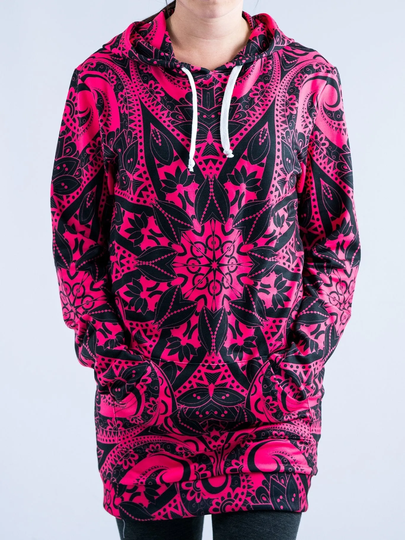 Electro Pink Mandala Hooded Dress