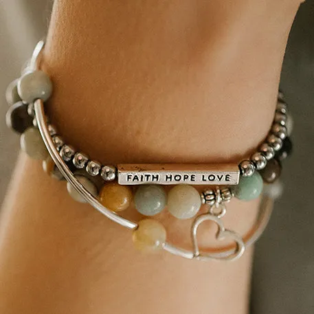 Massachusetts | Stone Beaded Charm Bracelet |  Howlite - Calmness