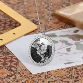 Personalized  CZ Stone Photo Necklace- Best Mother's Day Gift For New Mom