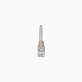 Tiny Diamond Initial Earring Charm & Diamond Mini Oval Hoop