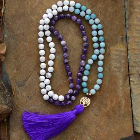 Tree of Life Amethyst Howlite Amazonite 108 Mala